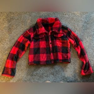 Cropped shacket Buffalo print